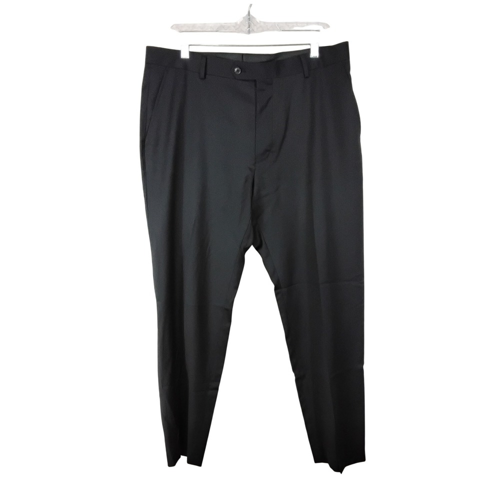 Jos A Bank Executive Dress Pants Black Wool 36W 42R Trousers Slacks Professional
